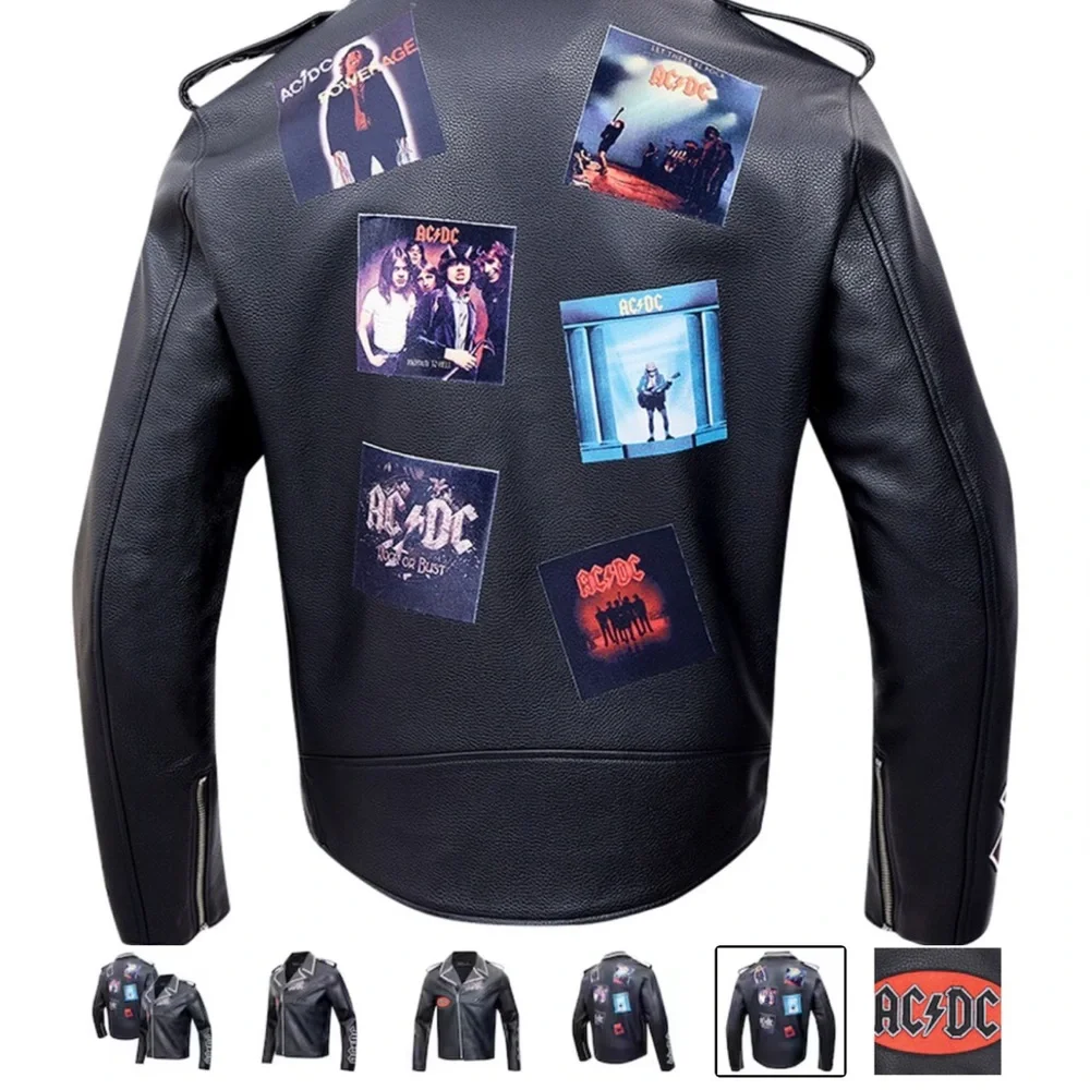 AC/DC Black Leather Jacket for Men - Picture 6 of 7